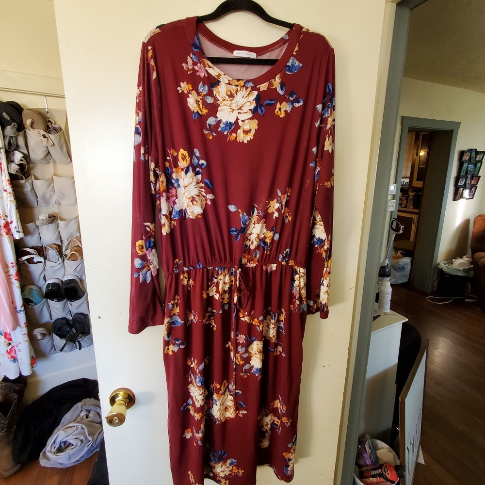 Maroon Floral Dress